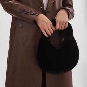 NWT LAMARQUE Black Faux Fur Mini Bag